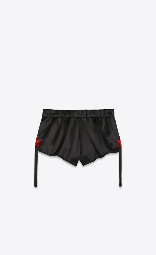 Satin shorts with embroidered stars